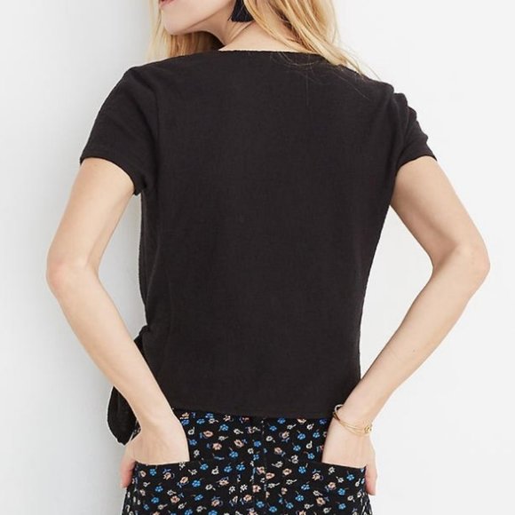 Madewell Texture & Thread Wrap Top J2858 Black - Picture 2 of 2